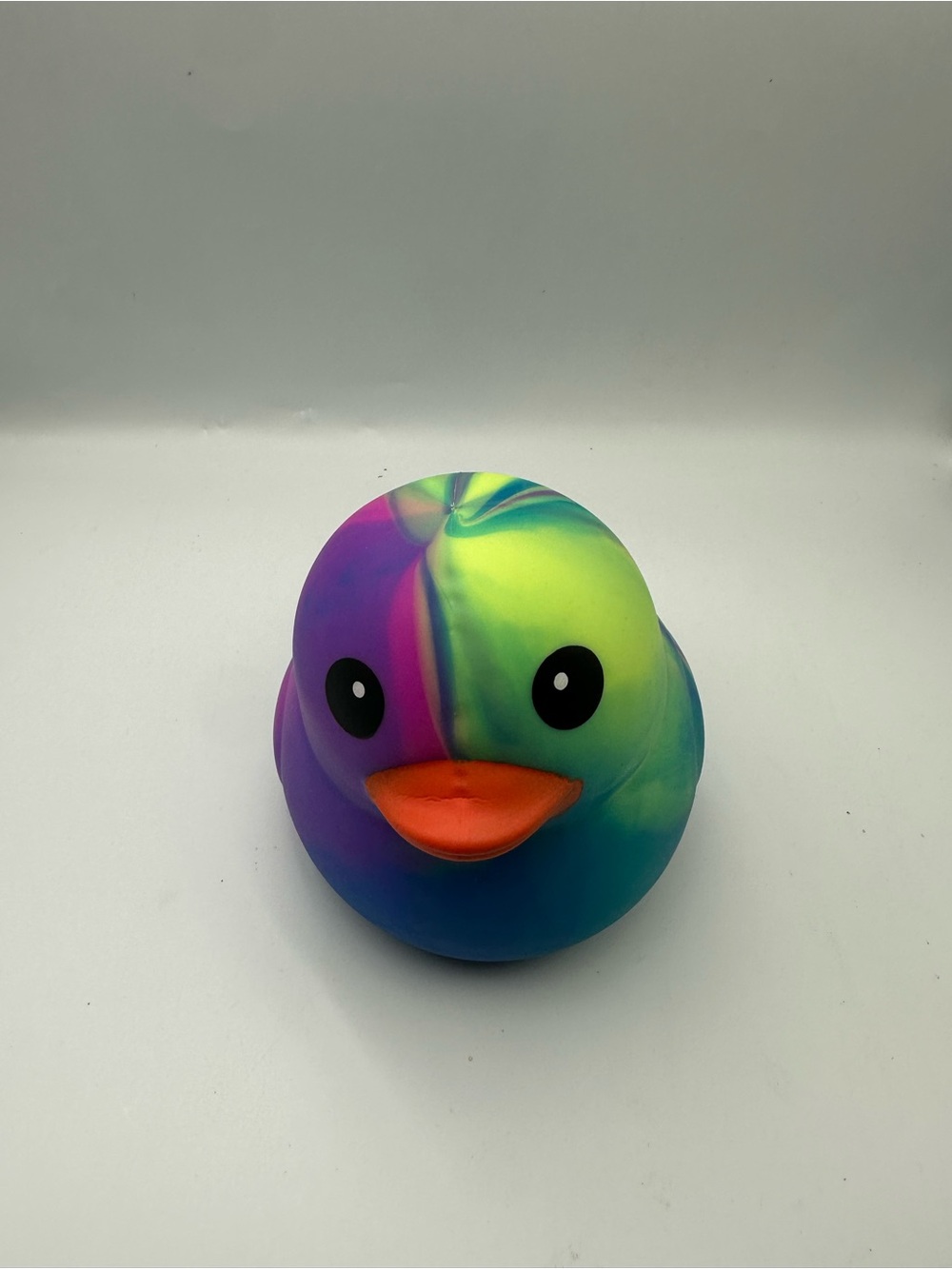 Tie-Dye Rainbow Duck Bird Toy - Multicolor Squeaky Chew